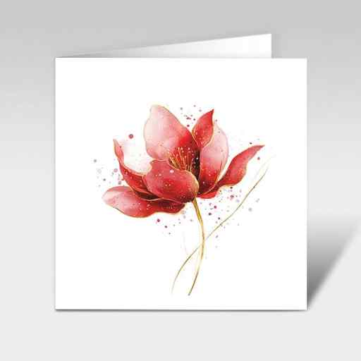 Glückwunschkarte Blume rot goldener Energiefluss