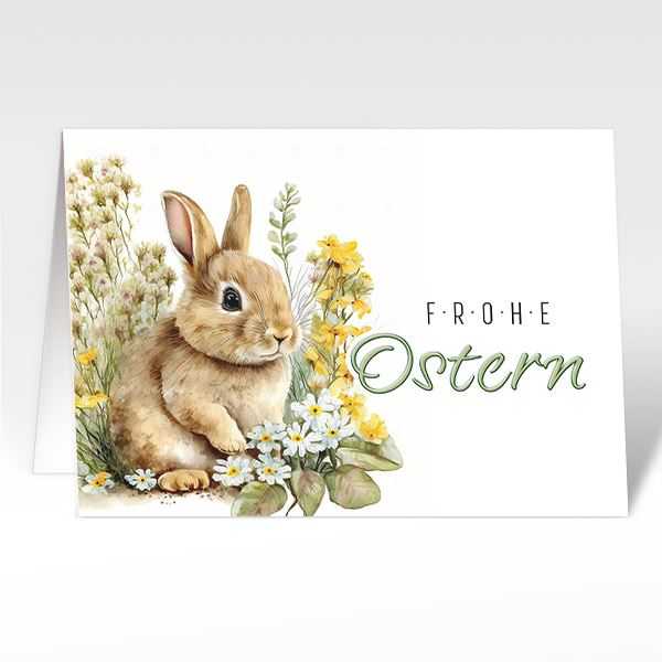 Osterkarten "Osterhase Fredy im Blumenfeld"