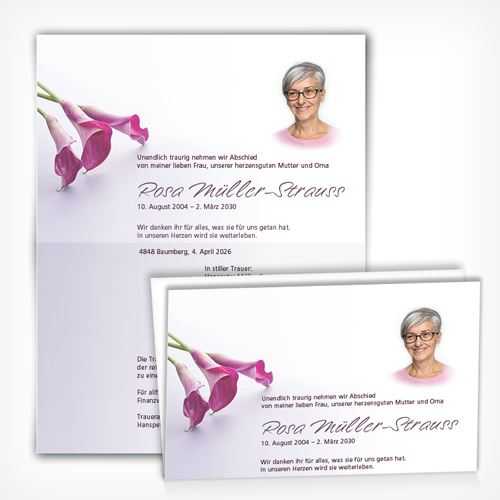 Trauerkarte/Leidzirkular Calla