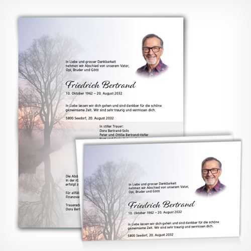 Trauerkarte/Leidzirkular Friedvoller Ort