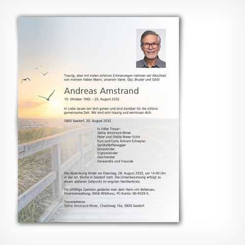 Trauerkarte/Leidzirkular Lebensweg offen