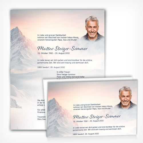 Trauerkarte/Leidzirkular Berg-Abendrot