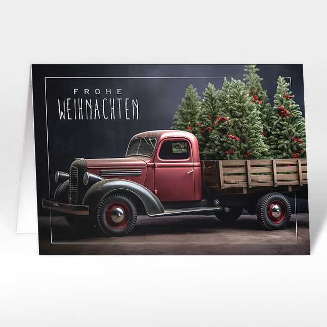 Weihnachtskarte "Retro Weihnachtstruck" LKW