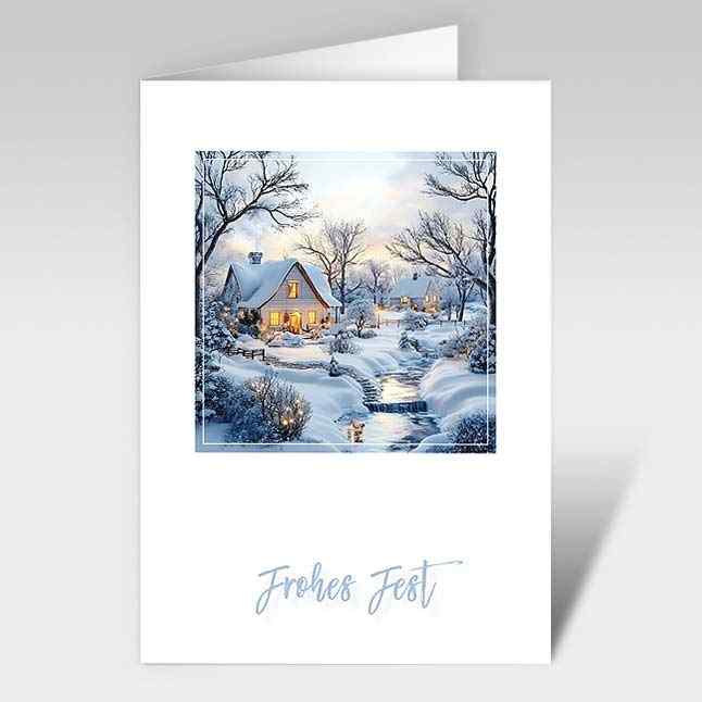 Weihnachtskarten "Feriendorf im Winter"