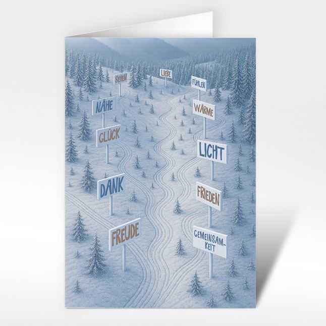 Weihnachtskarte "Weg der Werte - wertvoll verbunden"