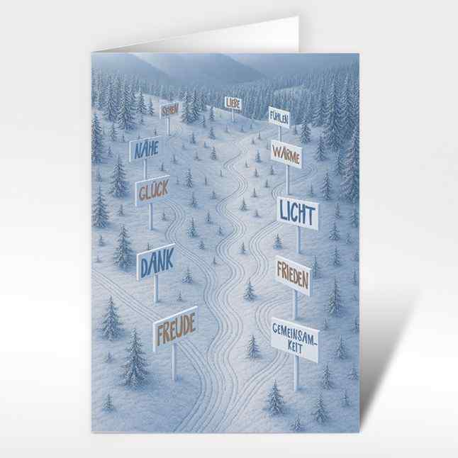 Weihnachtskarten "Weg der Werte - wertvoll verbunden"